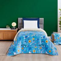 Coberdrom Solteiro Carrosel Kids Manta Flannel Sherpa Infantil Premium Toque Macio - Astronauta - 4