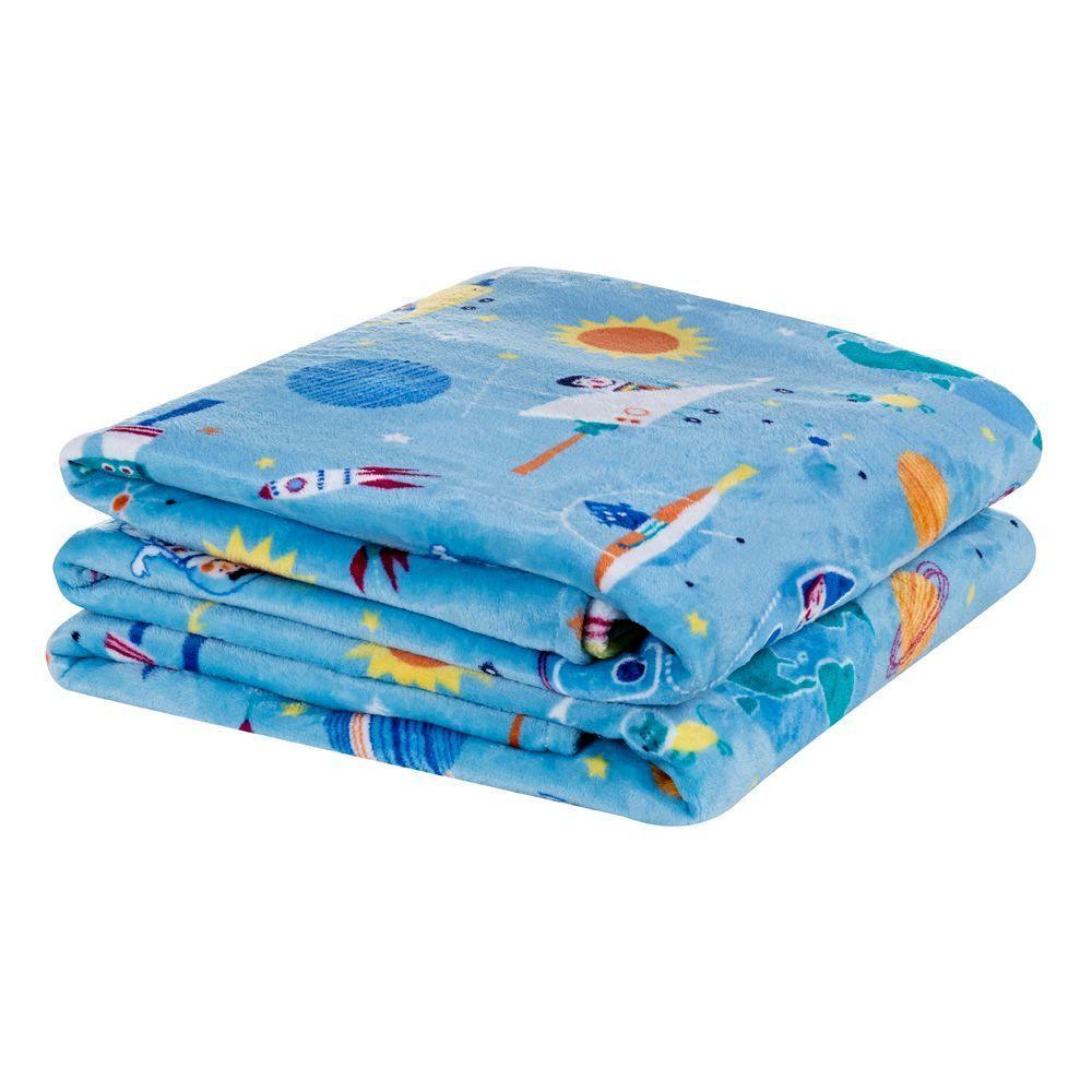Cobertor Fantasy Solteiro Infantil Mantinha Flannel Estampada - Astronauta - 1