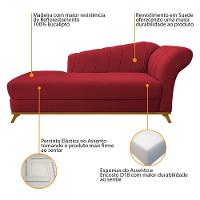 Kit Diva Recamier Vanessa 140Cm Lado Esquerdo E 02 Poltronas Laura Suede Cor Vermelho - 5
