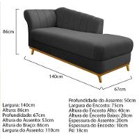 Kit Diva Recamier Vanessa 140Cm Lado Direito E 02 Poltronas Laura Linho Cor Cinzaescuro - 10