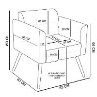 Kit 2 Poltronas Sala de Estar Pés Palito Ana Suede Bege Ibiza