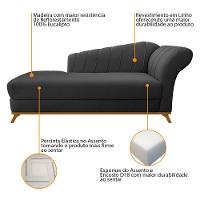 Kit Diva Recamier Vanessa 140Cm Lado Esquerdo E 02 Poltronas Laura Linho Cor Cinzaescuro - 9