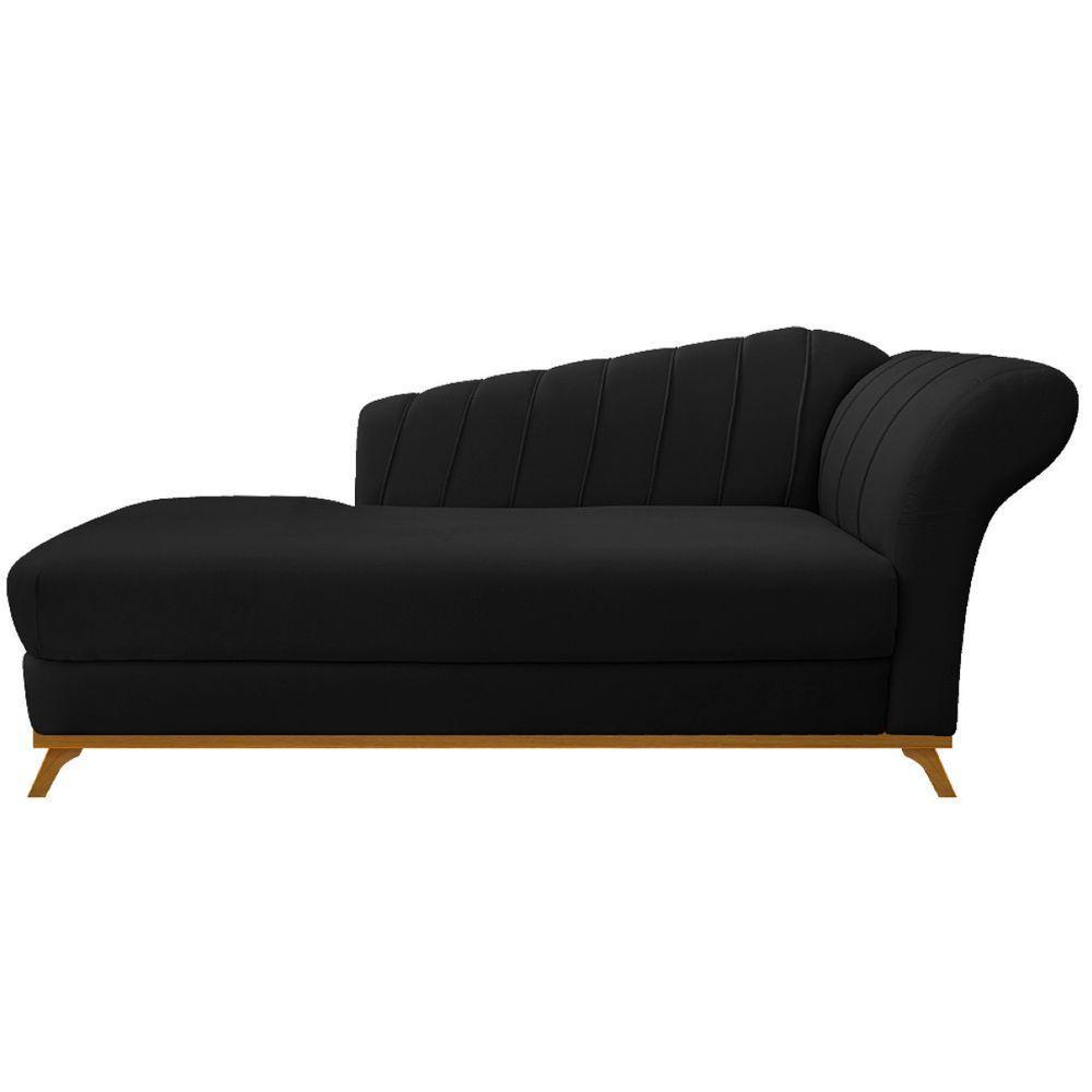 Kit Diva Recamier Vanessa 140Cm Lado Esquerdo E 02 Poltronas Laura Suede Cor Preto - 7