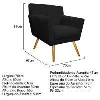 Kit Diva Recamier Vanessa 140Cm Lado Esquerdo E 02 Poltronas Laura Suede Cor Preto