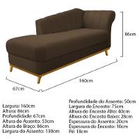 Kit Diva Recamier Vanessa 160Cm Lado Esquerdo E 02 Poltronas Laura Suede Cor Marrom - 11