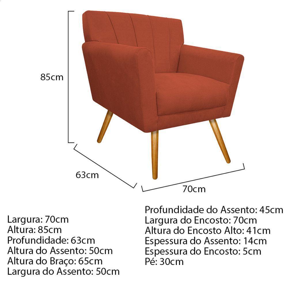 Kit Diva Recamier Vanessa 140Cm Lado Esquerdo E 02 Poltronas Laura Suede Cor Terracota - 4