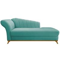 Kit Diva Recamier Vanessa 160Cm Lado Direito E 02 Poltronas Laura Suede Cor Azultiffany