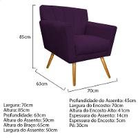 Kit Diva Recamier Vanessa 185Cm Lado Esquerdo E 02 Poltronas Laura Suede Cor Roxo - 8