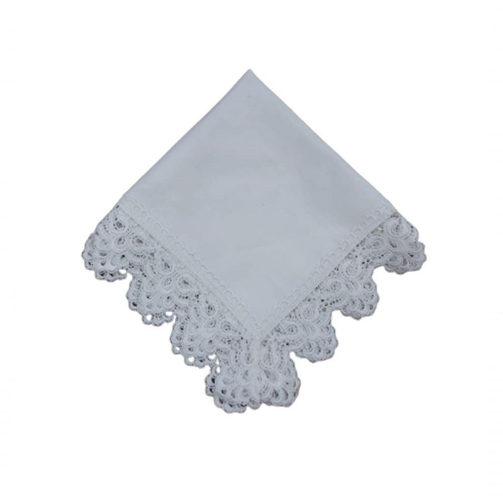 Guardanapo Com Renda Branco Pérola 45x45cm - 1