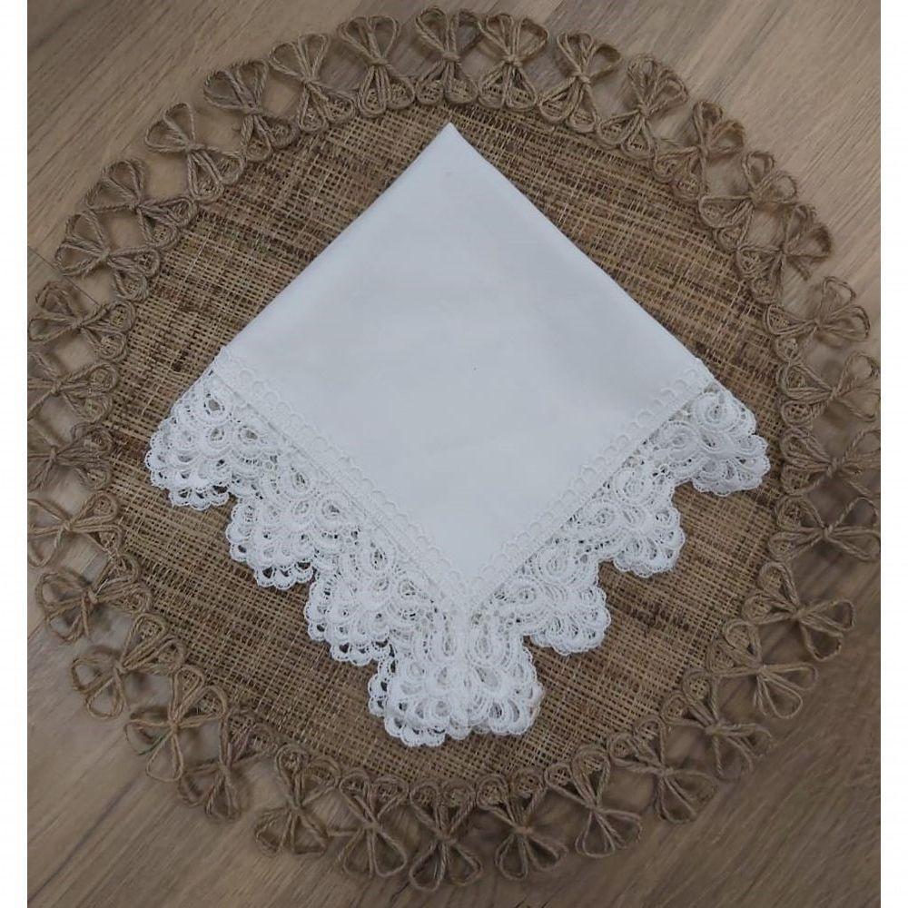 Guardanapo Com Renda Branco Pérola 45x45cm - 2