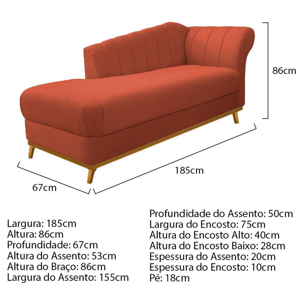 Kit Diva Recamier Vanessa 185Cm Lado Esquerdo E 02 Poltronas Laura Suede Cor Terracota - 9