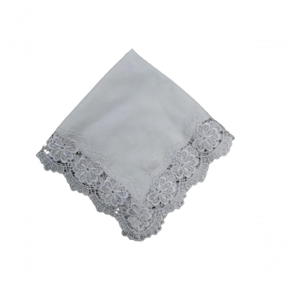 Guardanapo Com Renda Em Flores Branco 45x45cm - 1