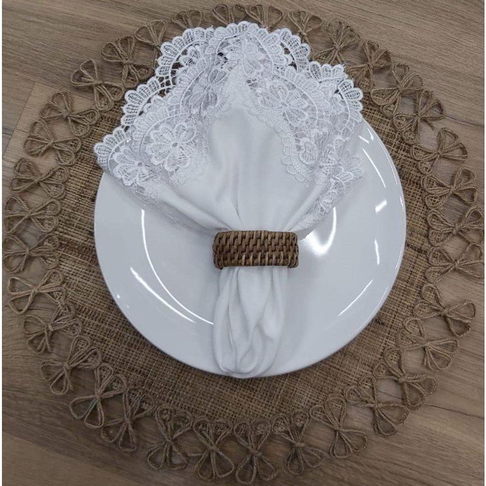 Guardanapo Com Renda Em Flores Branco 45x45cm - 2