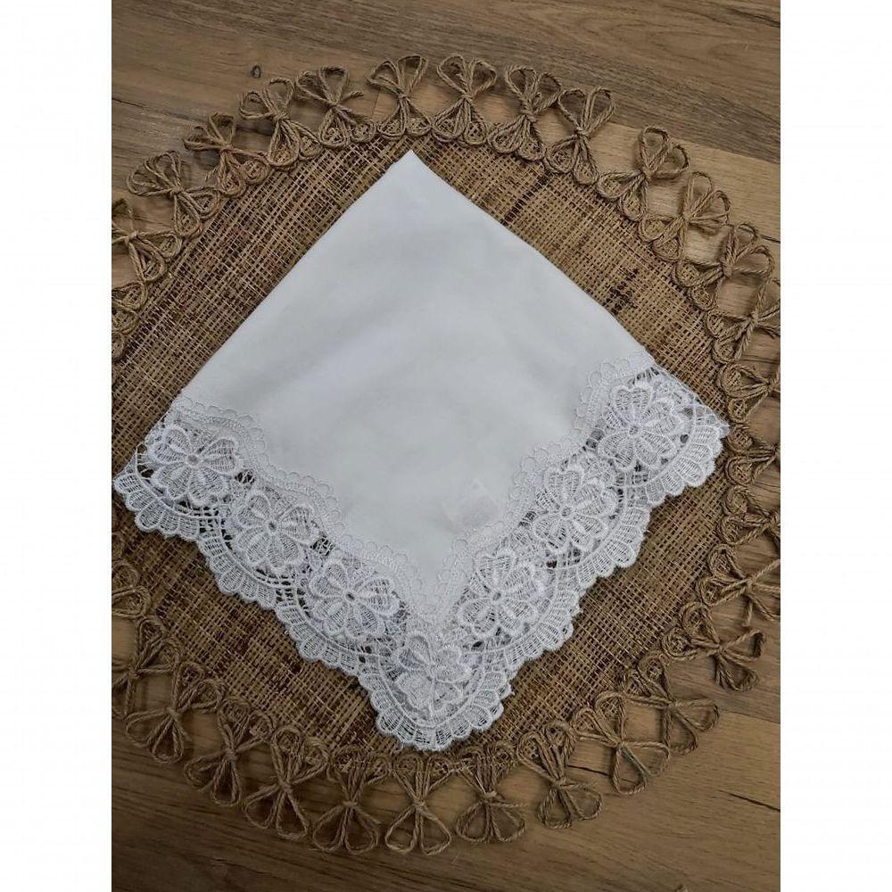 Guardanapo Com Renda Em Flores Branco 45x45cm - 3