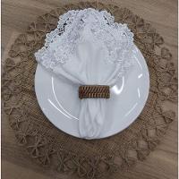 Guardanapo Com Renda Em Flores Branco 45x45cm - 2