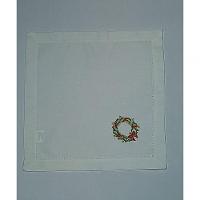 Guardanapo De Linho Natal Branco Bordado Com Quirlandinha 45x45 Cm - 2