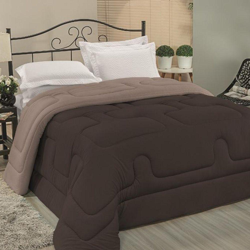 Edredom Cobertor Foster Solteiro Malha 100% Algodão Fio Penteado Pesado Grosso - Marrom E Chocolate - 1