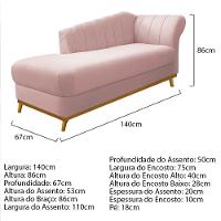 Kit Diva Recamier Vanessa 140Cm Lado Esquerdo E 02 Poltronas Laura Suede Cor Rosê - 5
