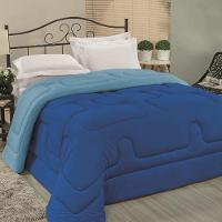 Edredom Cobertor Foster Solteiro Malha 100% Algodão Fio Penteado Pesado Grosso - Azul - 1