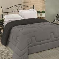 Edredom Cobertor Foster King Malha 100% Algodão Fio Penteado Pesado Grosso - Cinza E Preto - 1