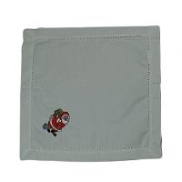 Guardanapo De Linho Natal Branco Bordado Com Papai Noel 45x45 Cm - 1