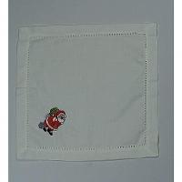 Guardanapo De Linho Natal Branco Bordado Com Papai Noel 45x45 Cm - 2