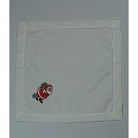Guardanapo De Linho Natal Branco Bordado Com Papai Noel 45x45 Cm - 3