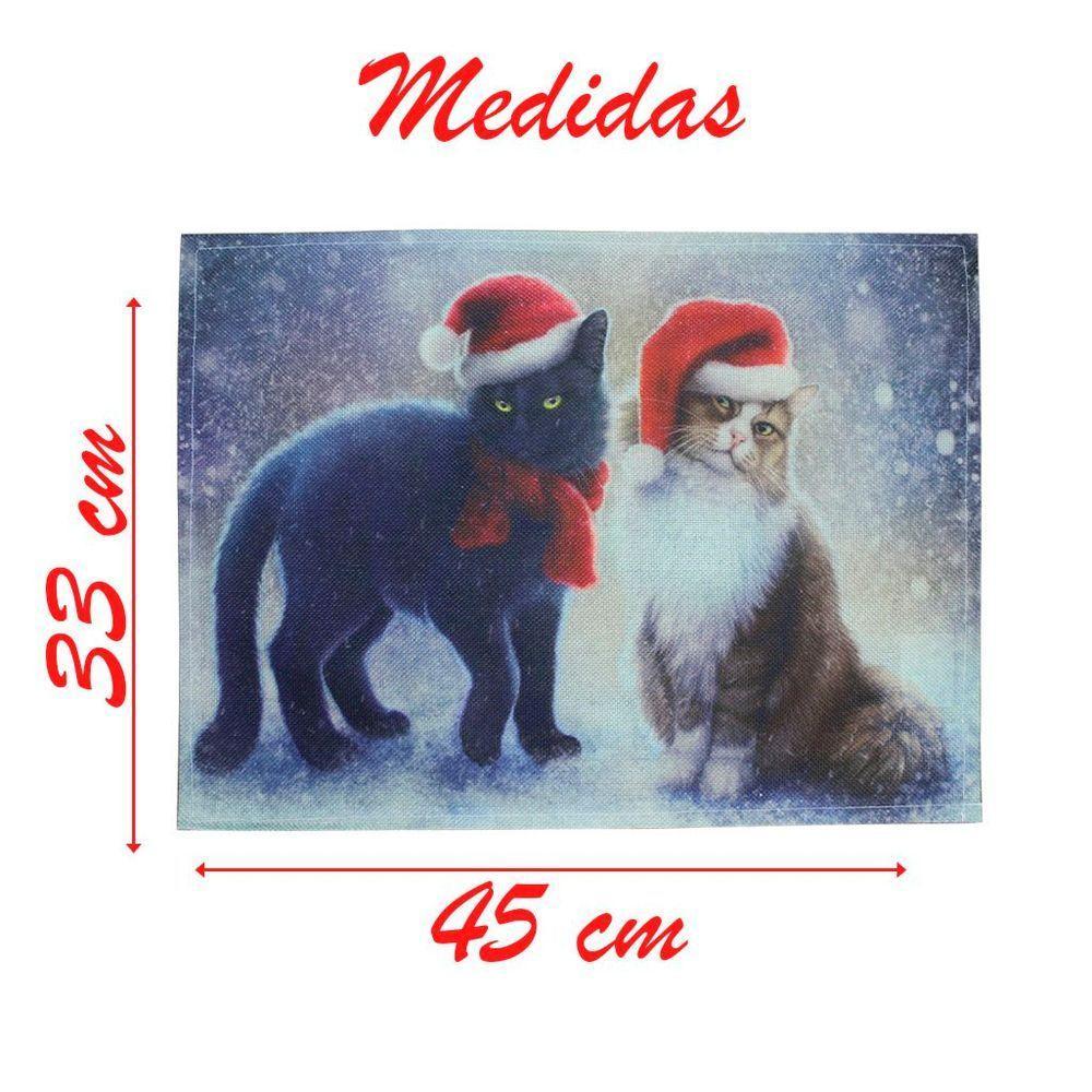 Jogo Americano Estampa Natal Gatinho Natalino 2 Peças - 2