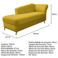 Kit Diva Recamier Vanessa 160Cm Lado Esquerdo E 02 Poltronas Laura Suede Cor Amarelo - 5