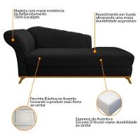 Kit Diva Recamier Vanessa 160Cm Lado Direito E 02 Poltronas Laura Suede Cor Preto - 7