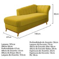 Kit Diva Recamier Vanessa 185Cm Lado Esquerdo E 02 Poltronas Laura Suede Cor Amarelo - 8