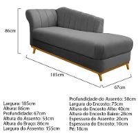 Kit Diva Recamier Vanessa 185Cm Lado Direito E 02 Poltronas Laura Suede Cor Cinza - 5