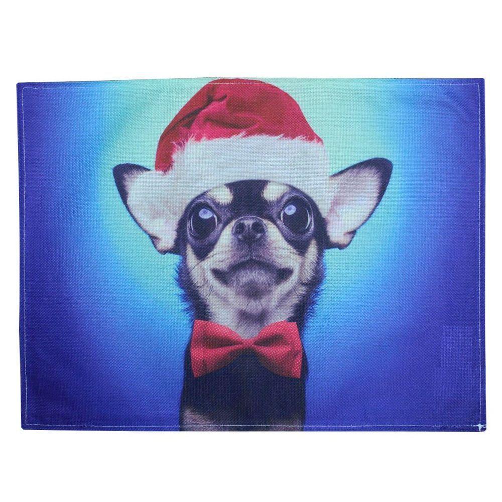 Jogo Americano Estampa Natal Cachorro Natalino 4 Peças - 1