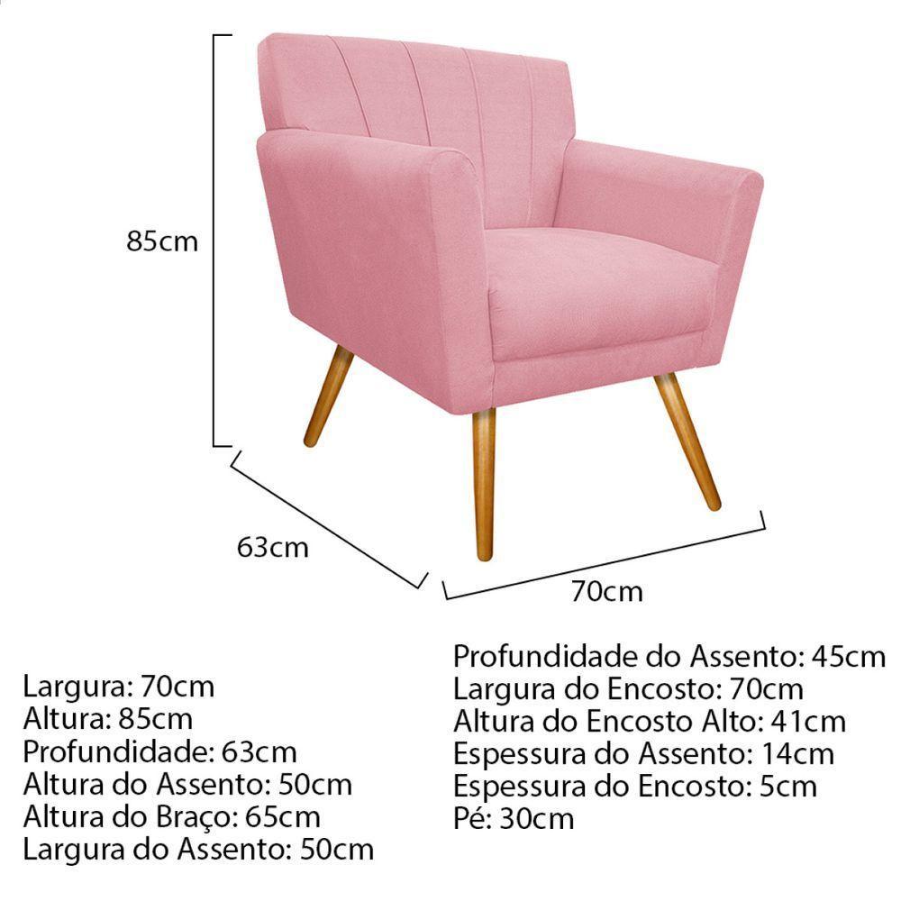 Kit Diva Recamier Vanessa 160Cm Lado Esquerdo E 02 Poltronas Laura Suede Cor Rosabebê - 5