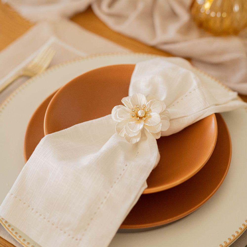 Jogo De Guardanapos Em Algodão Ponto Ajour Off White 40x40cm 2 Peças Wolff - 5