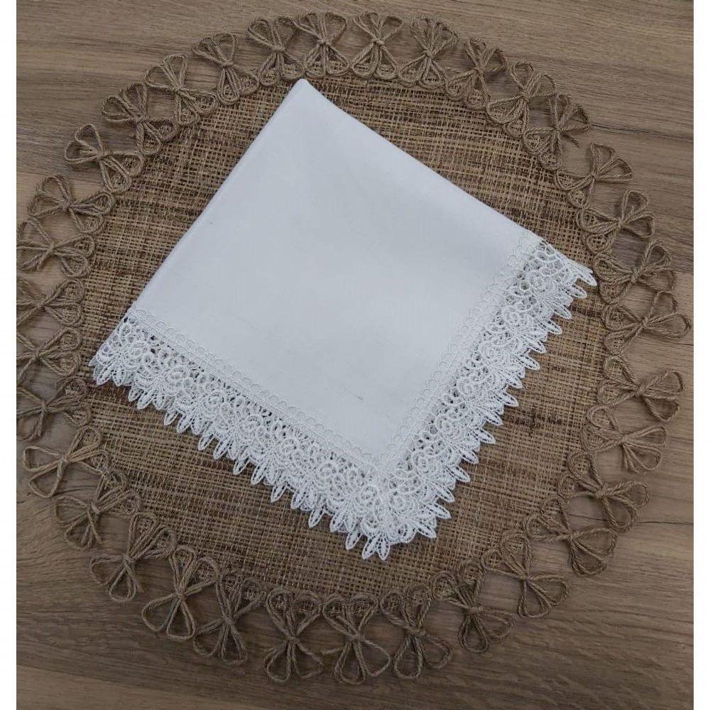 Guardanapo Branco Com Renda 45x45cm - 2