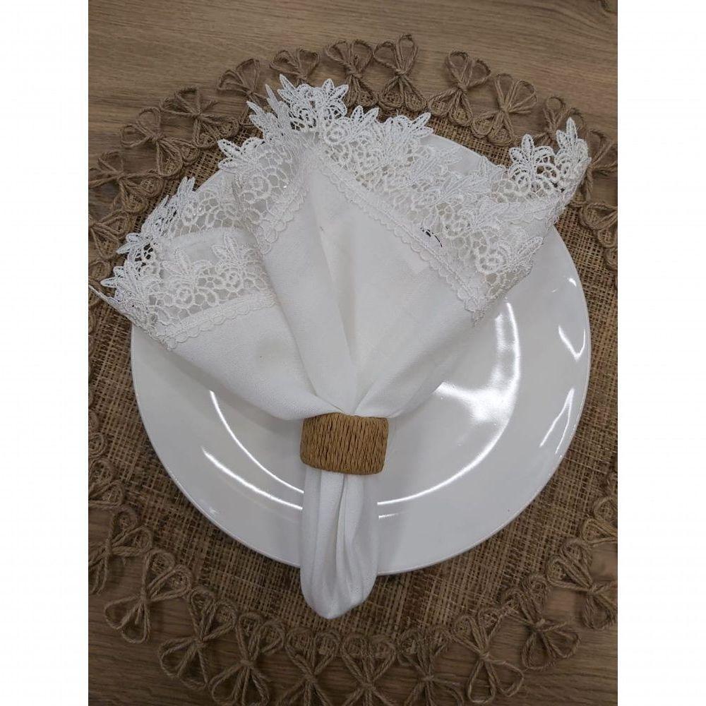 Guardanapo Branco Com Renda 45x45cm - 3