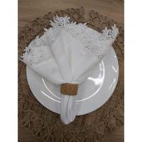 Guardanapo Branco Com Renda 45x45cm - 3