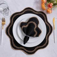 Jogo De Guardanapos Sousplat Americano 12 Peças Bordado Decorativo - Paris Detalhe Dourado Preto - 1