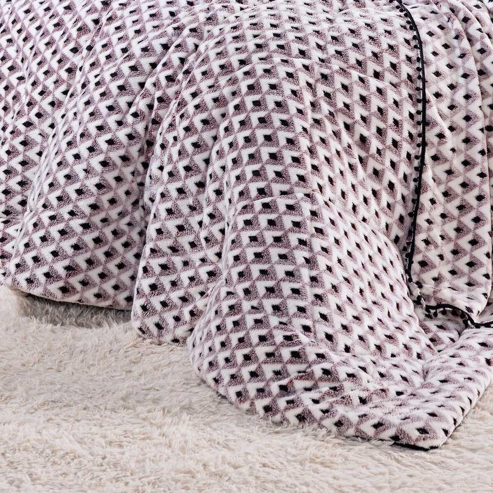 Kit Coberdrom Nevada Estampado Losangos Preto King 03pçs - Dupla Face - 2