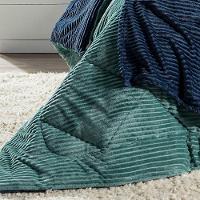 Kit Coberdrom Canelado Dupla Face Denver King 03pçs - Manta Microfibra Canelada Verde