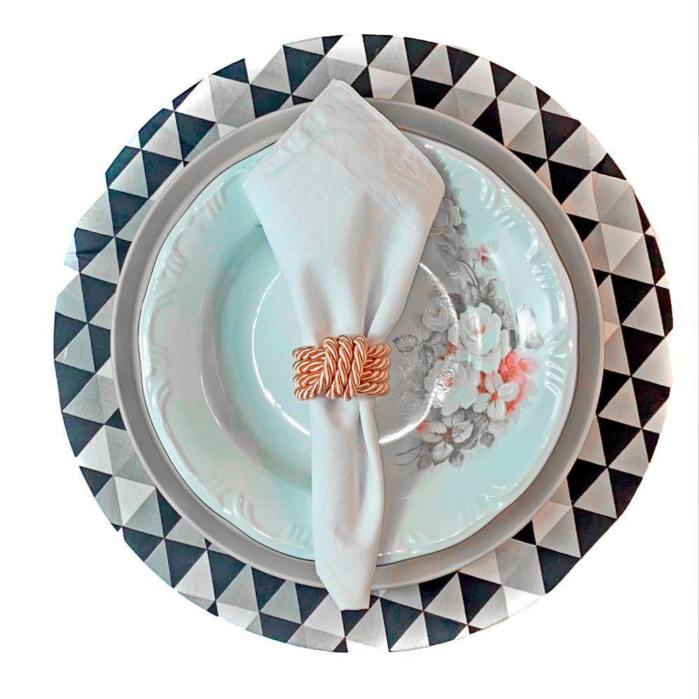 Kit Sousplatdo Jogo Americano 18pçs Mosaico Preto - 2