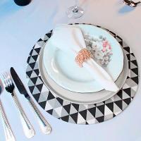 Kit Sousplatdo Jogo Americano 18pçs Mosaico Preto - 1