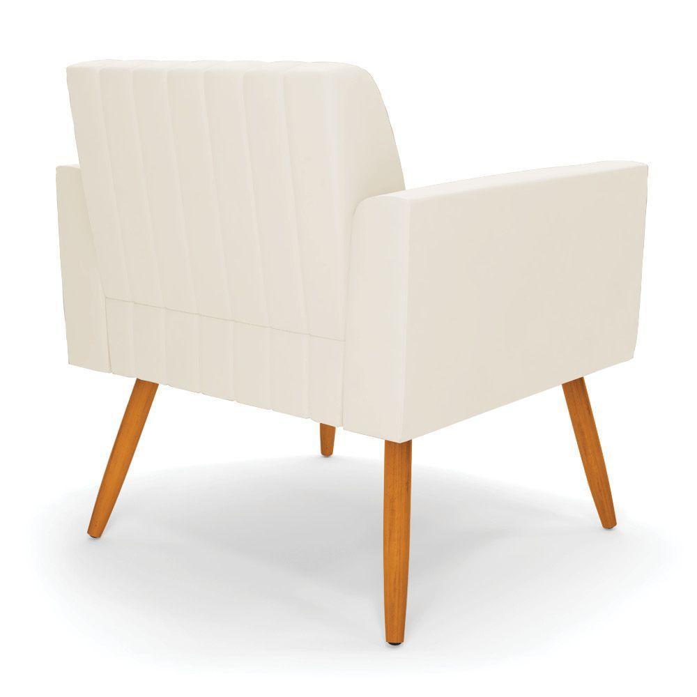 Kit 2 Poltronas Viena Gomada Veludo Pés Palito Castanho - D'rossi Cor Bege - 3