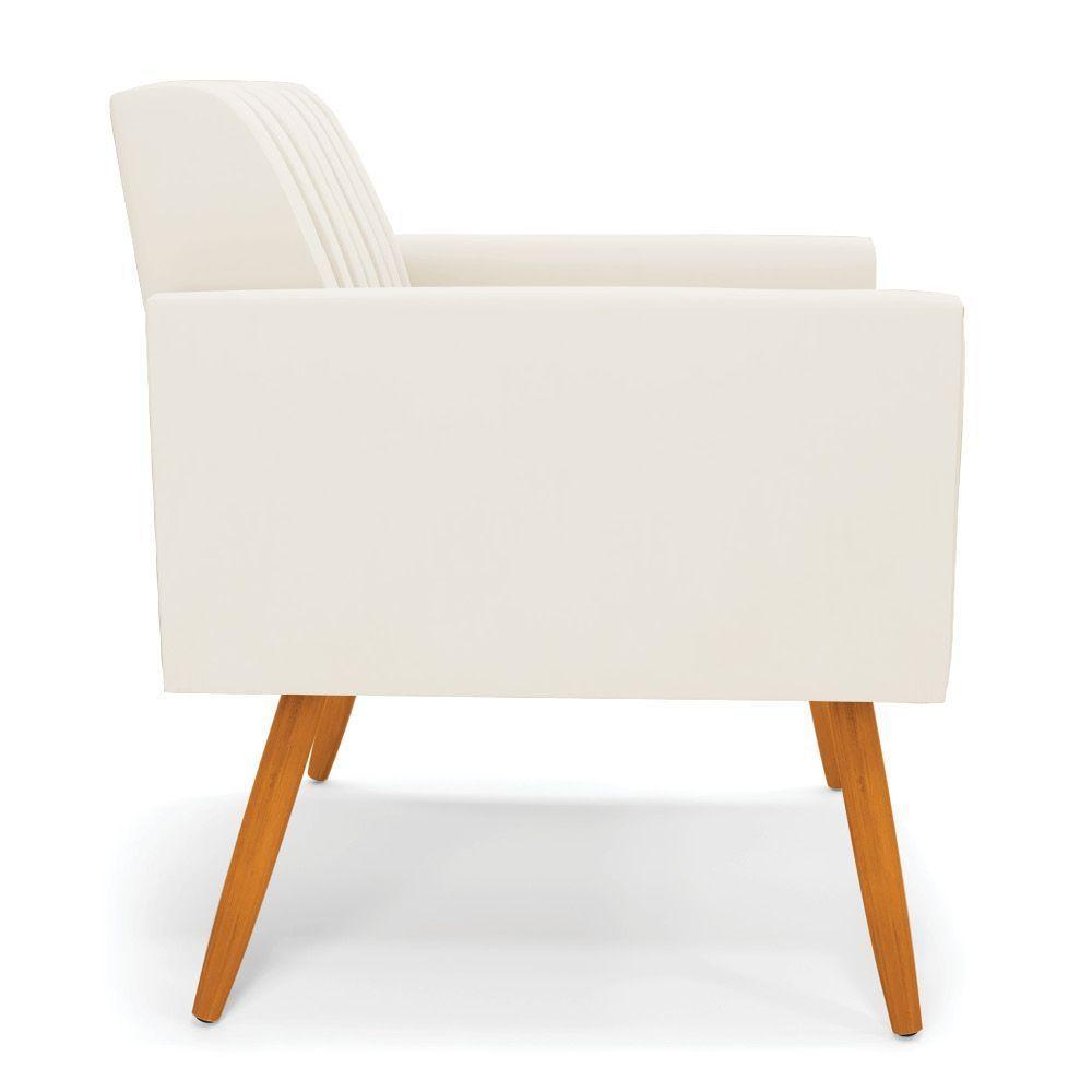 Kit 2 Poltronas Viena Gomada Veludo Pés Palito Castanho - D'rossi Cor Bege - 5