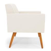 Kit 2 Poltronas Viena Gomada Veludo Pés Palito Castanho - D'rossi Cor Bege - 5