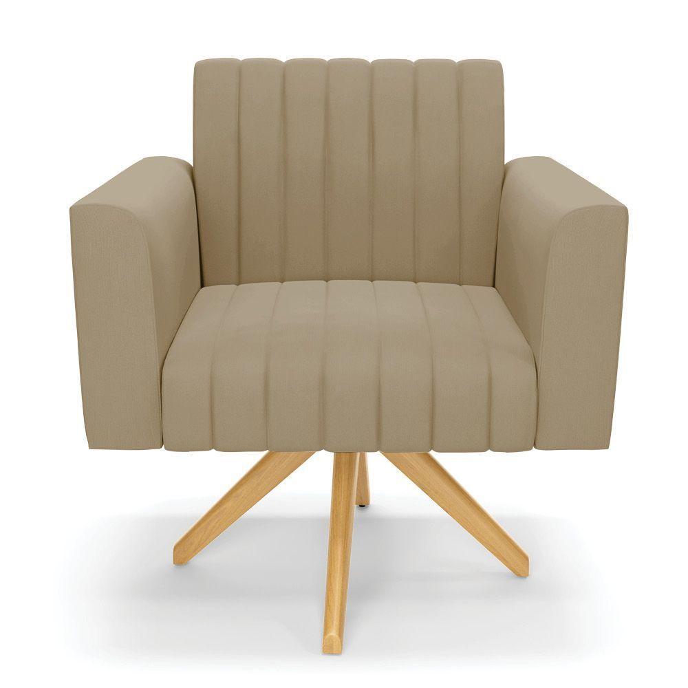 Kit 2 Poltronas Giratória Viena Gomada Suede Marrom Rato Base De Madeira Ma30 - D'rossi - 6