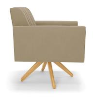 Kit 2 Poltronas Giratória Viena Gomada Suede Marrom Rato Base De Madeira Ma30 - D'rossi - 5