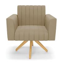 Kit 2 Poltronas Giratória Viena Gomada Suede Marrom Rato Base De Madeira Ma30 - D'rossi - 6