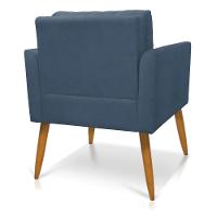 Poltrona Aline Suede Azul Marinho Pés Palito Castanho - D'rossi - 5